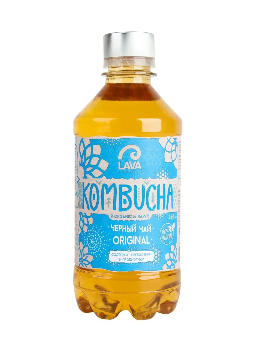 Комбуча LAVA SUPERFOOD черный чай ПЭТ 0,33л-0