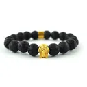 Lava Stone Pharaoh Head Beaded Bracelet